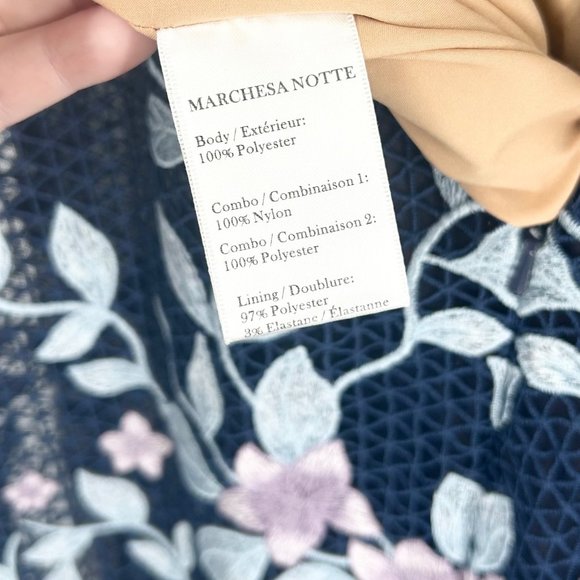 Marchesa Notte Floral Embroidered Guipure Maxi Dress - Picture 11 of 12